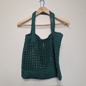 Green Crochet Tote Bag